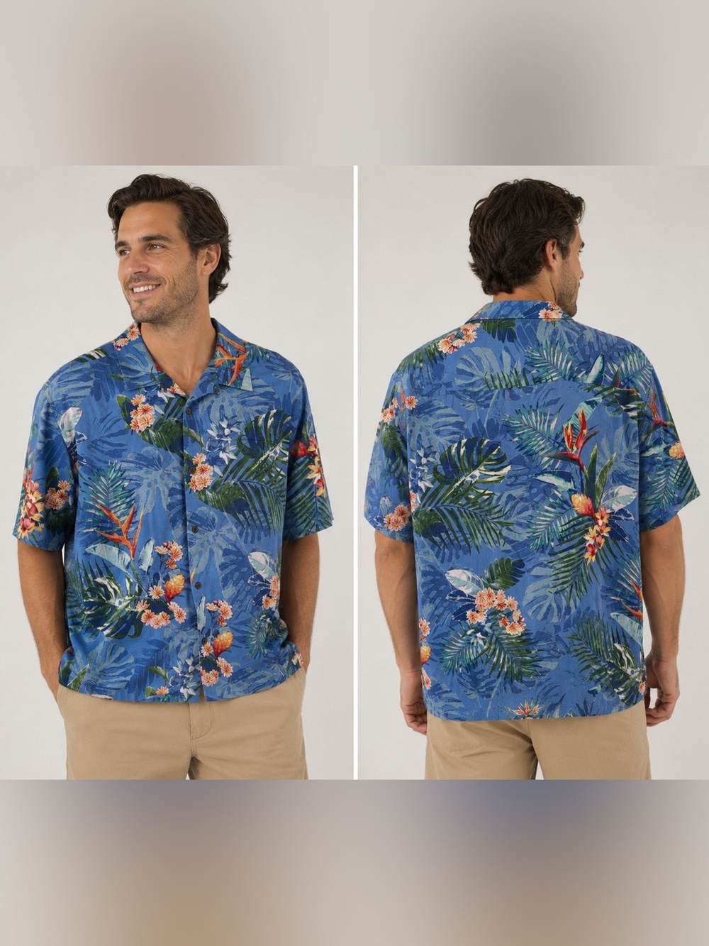 28 Palms Blue Tropical Hawaiian Button Up Shirt Men’s XL